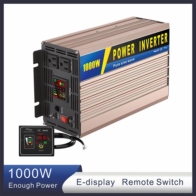 1000W  1KW 12V 24V 48V DC To 110V 220V AC Power Inverter hybrid Solar Pure Sine Wave Inverter